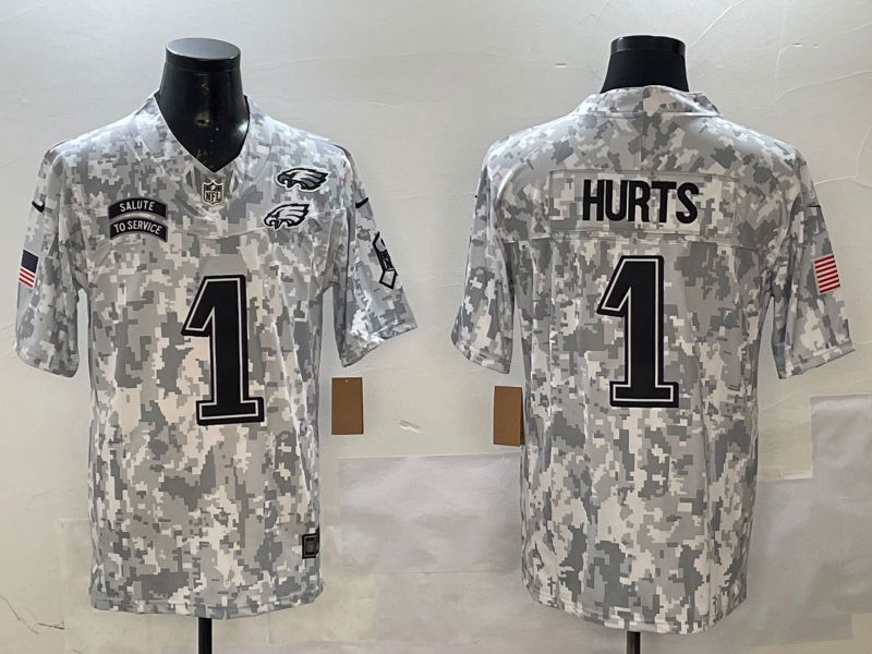 Men Philadelphia Eagles #1 Hurts Camo Nike 2025 Salute to Service Limited NFL Jersey style 2->philadelphia eagles->NFL Jersey